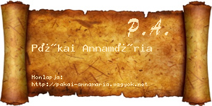 Pákai Annamária névjegykártya